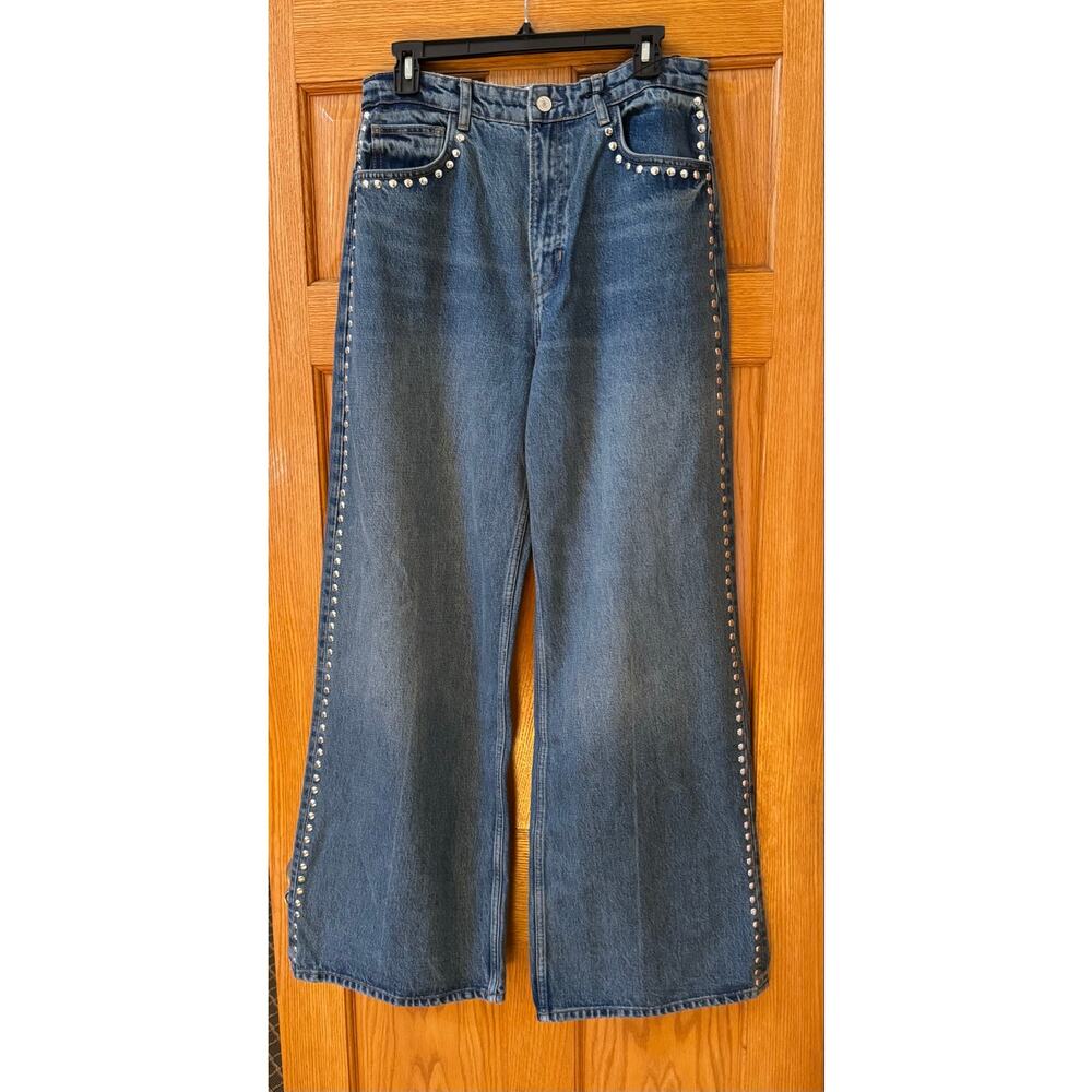Reformation Cary Studded High Waist Wide Leg Jeans Size 29 New - Picture 4 of 6